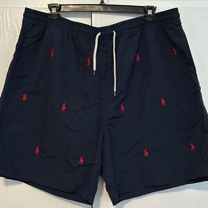 Polo Ralph Lauren Traveler Classic Swimshorts Blue w/ red embroidered pony 3XLT